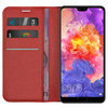 Leather Wallet Case & Card Holder Pouch for Huawei P20 Pro - Red