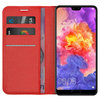 Leather Wallet Case & Card Holder Pouch for Huawei P20 Pro - Red