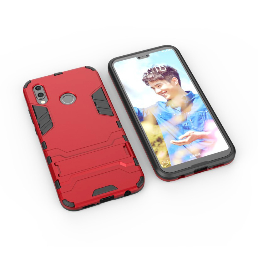 Slim Armour Tough Shockproof Case & Stand for Huawei Nova 3e - Red