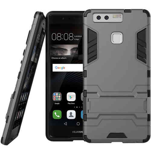 Slim Armour Rugged Tough Shockproof Case & Stand for Huawei P9 - Silver