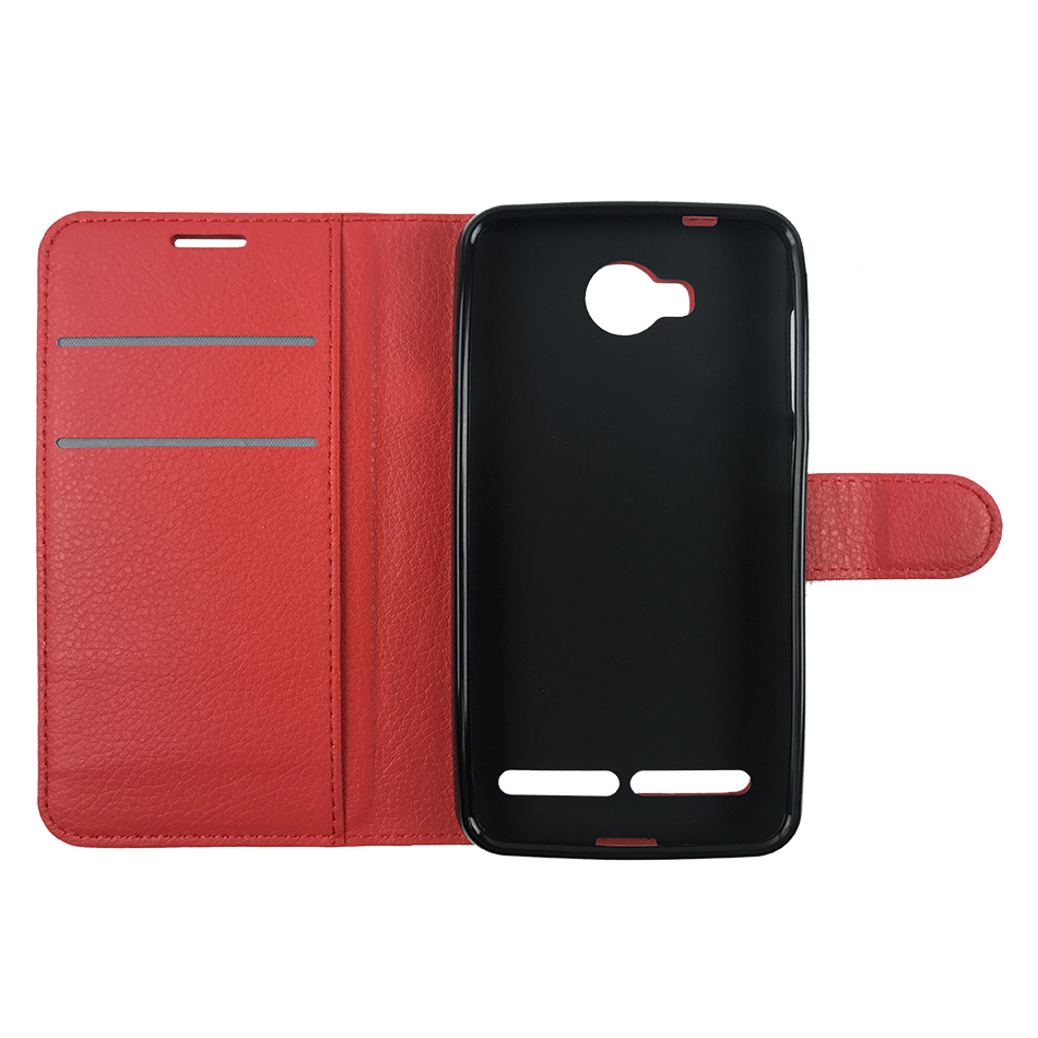Leather Wallet Case & Card Holder Pouch for Huawei Y3II - Red