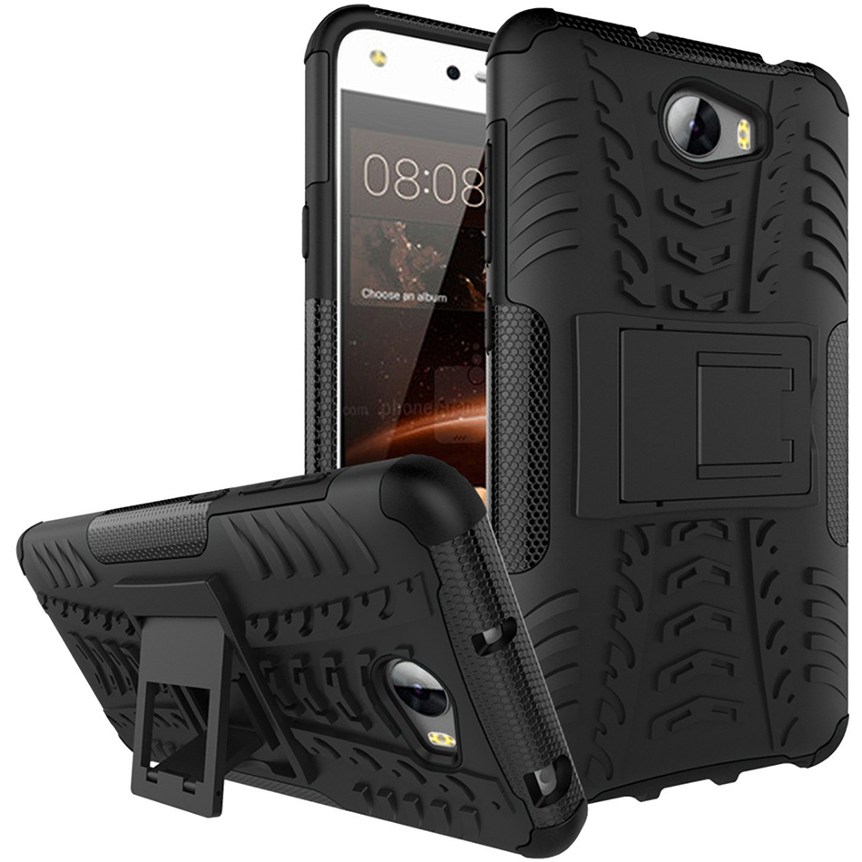 Rugged Tough Shockproof Case for Huawei Y6 Elite / Y5II (Black)