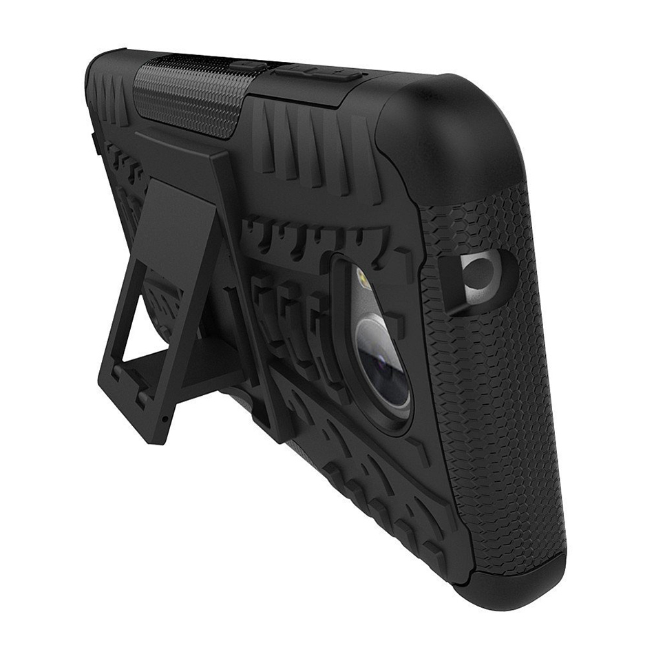 Dual Layer Rugged Tough Shockproof Case & Stand for Huawei Y3II - Black