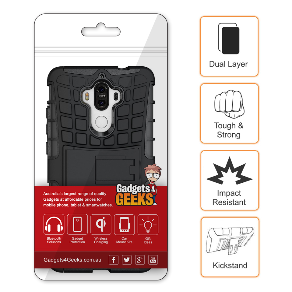 Dual Layer Rugged Tough Case for Huawei Mate 9 (Black)
