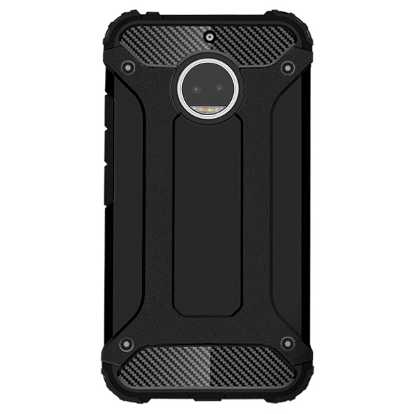 Military Defender Tough Shockproof Case for Motorola Moto G5S Plus - Black