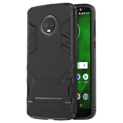 Slim Armour Tough Shockproof Case & Stand for Motorola Moto G6 Plus - Black