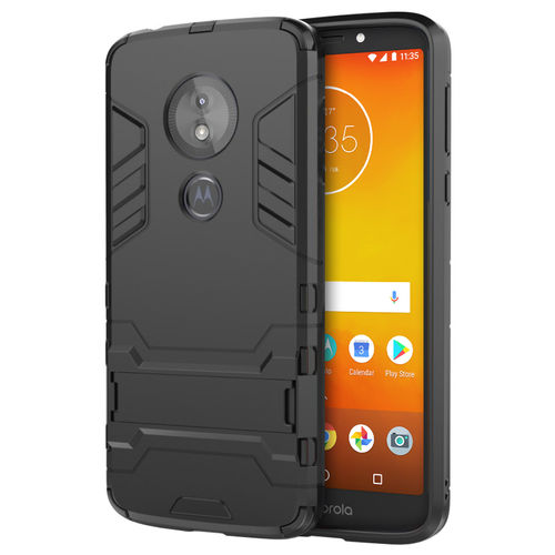 Slim Armour Tough Shockproof Case & Stand for Motorola Moto E5 / G6 Play - Black