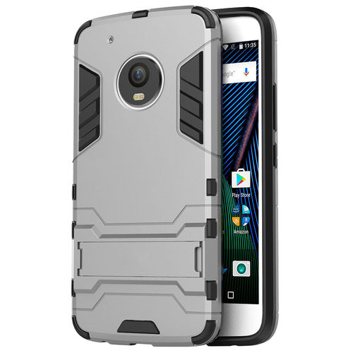 Slim Armour Tough Shockproof Case & Stand for Motorola Moto G5 Plus - Grey