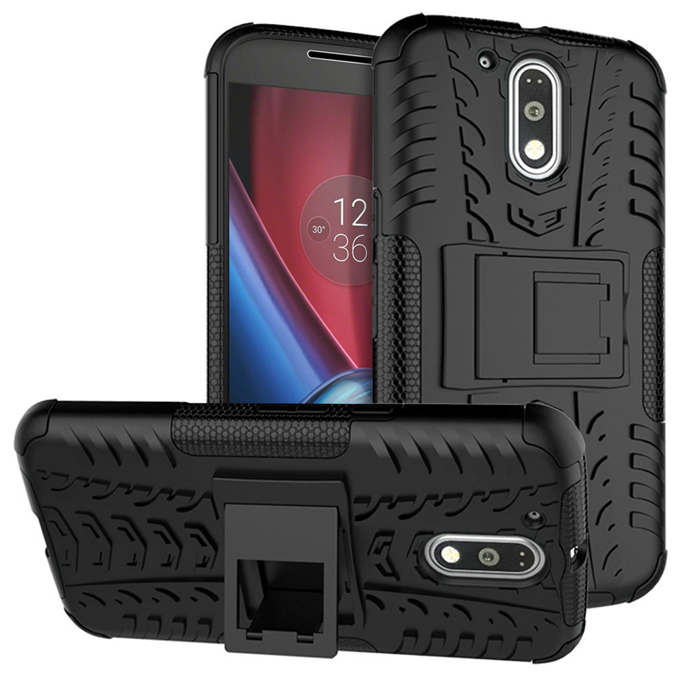 Dual Layer Shockproof Case for Motorola Moto G4 Plus (Black)