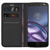 Leather Wallet Case & Card Holder Pouch for Motorola Moto Z - Black