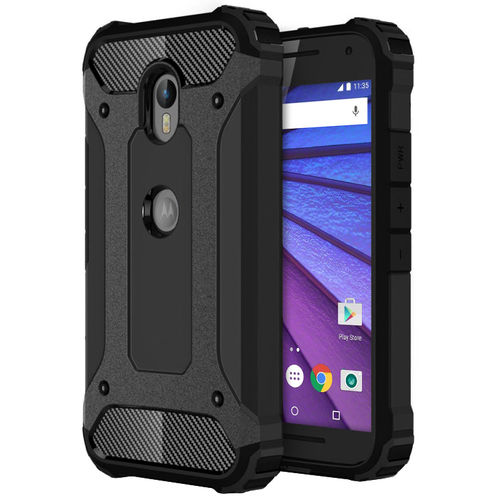 Military Defender Tough Shockproof Case for Motorola Moto G (3rd Gen) - Black