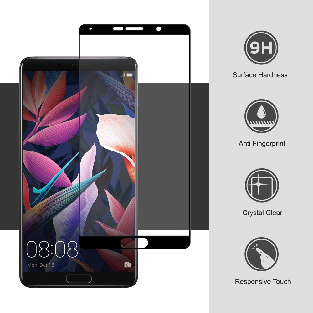 Full Coverage Tempered Glass Screen Protector for Huawei Mate 10 - Black