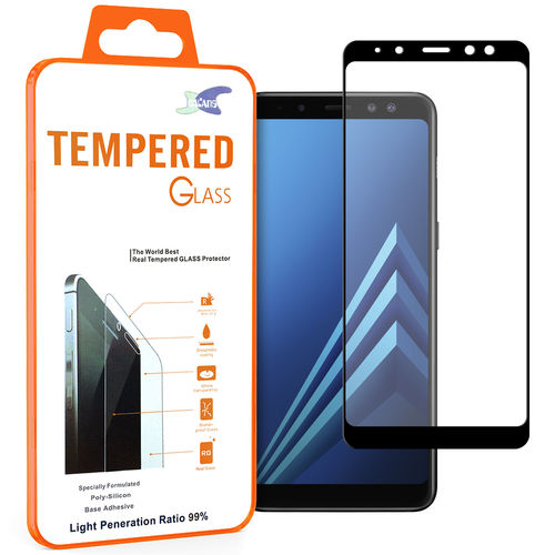 Full Coverage Tempered Glass Screen Protector for Samsung Galaxy A8 (2018) - Black