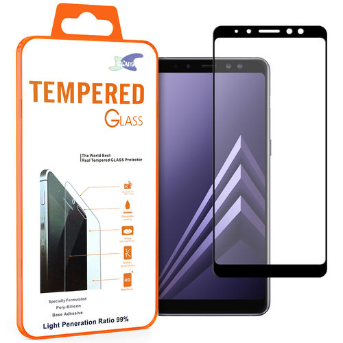 Full Coverage Tempered Glass Screen Protector for Samsung Galaxy A8+ (2018) - Black