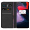 Leather Wallet Case & Card Holder Pouch for OnePlus 6 - Black