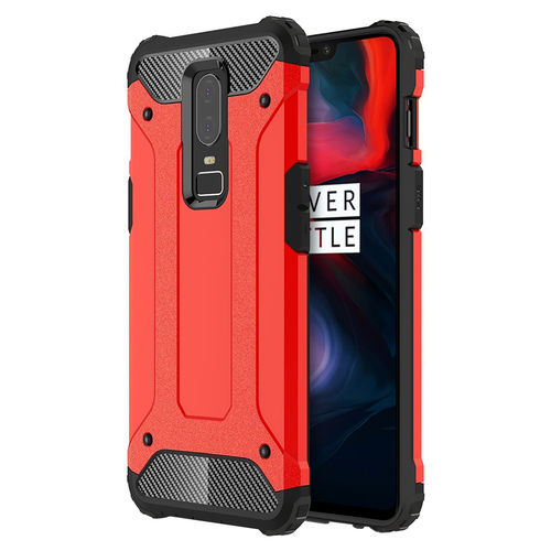 Military Defender Tough Shockproof Case for OnePlus 6 - Red