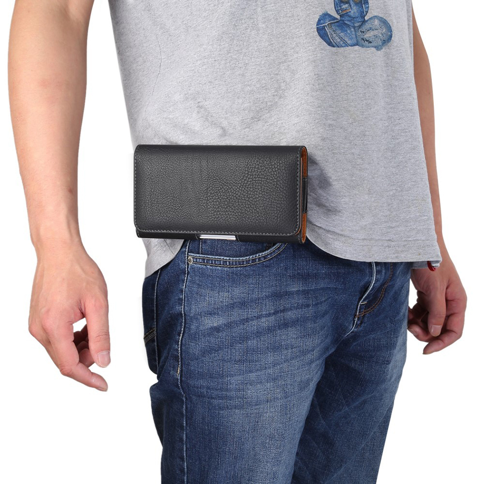 Executive Large Horizontal Leather Pouch Belt Clip Phone Case