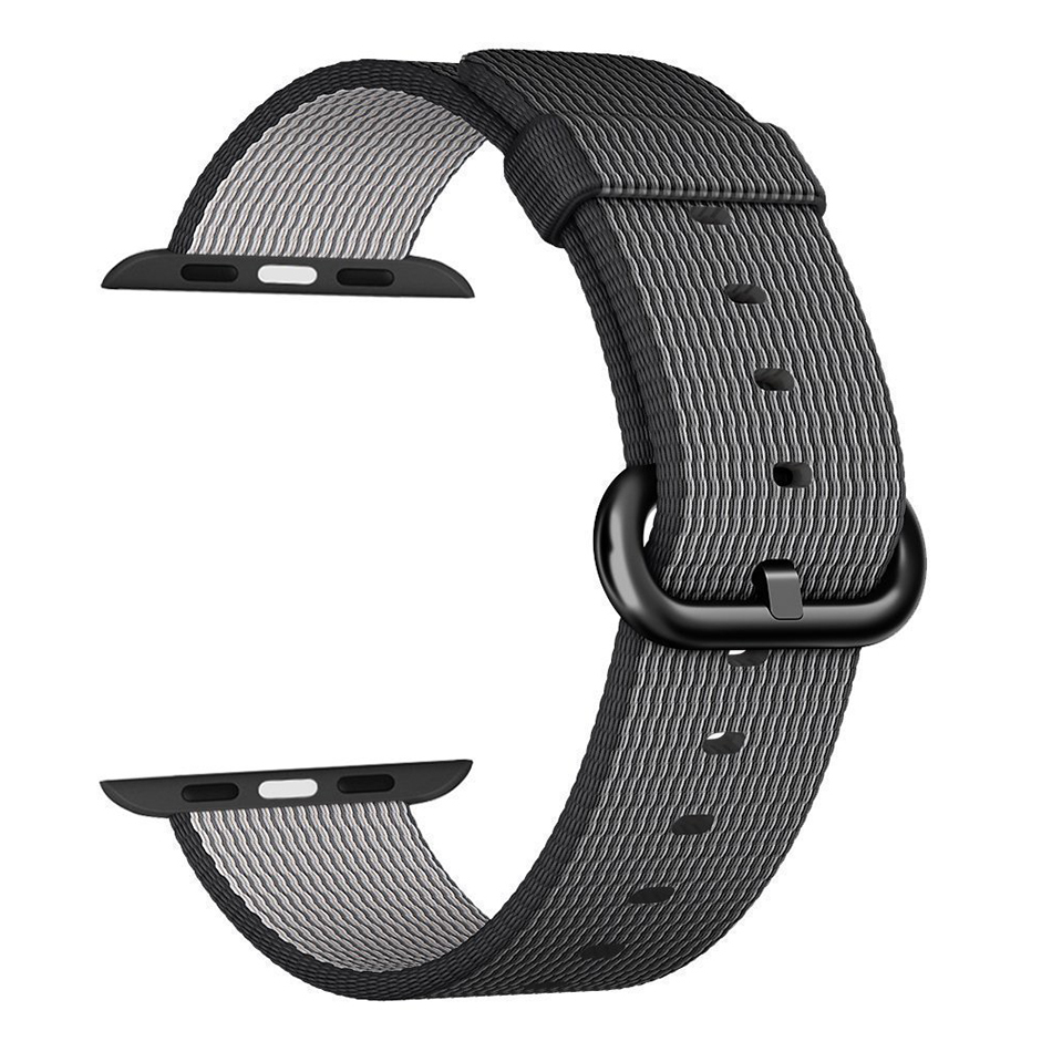 Xincuco Woven Nylon Band Metal Buckle for Apple Watch 38mm / 40mm / 41mm - Black