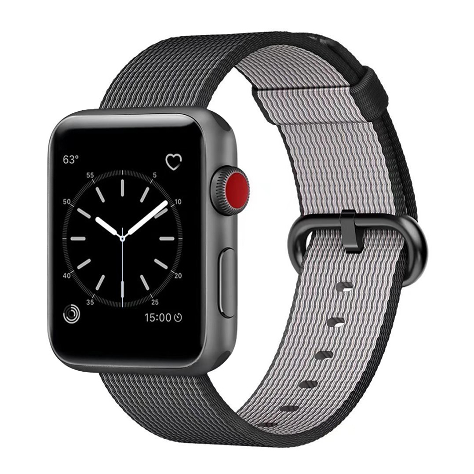 Xincuco Nylon Woven Buckle Band  for Apple Watch 42mm / 44mm / 45mm / 46mm / Ultra 49mm - Black