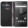 Leather Wallet Case & Card Holder for Sony Xperia Z5 Compact - Black