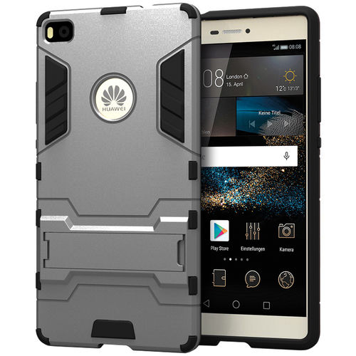 Slim Armour Tough Shockproof Case & Stand for Huawei P8 - Grey