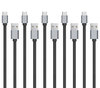 2m Long Flat TPE Micro USB Fast Charging Data Cable (5-Pack) - Black