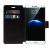 Leather Wallet Case & Card Holder Pouch for Oppo R7 - Black