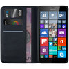 Leather Wallet Case & Card Holder for Microsoft Lumia 640 XL - Black