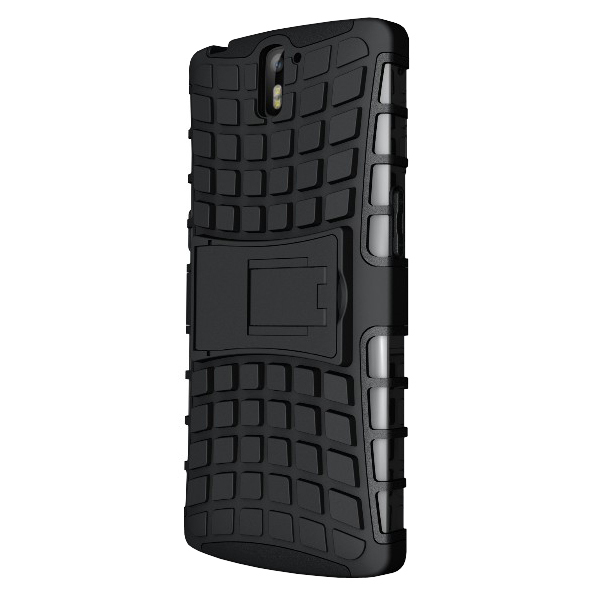 Dual Layer Rugged Tough Shockproof Case & Stand for OnePlus One - Black