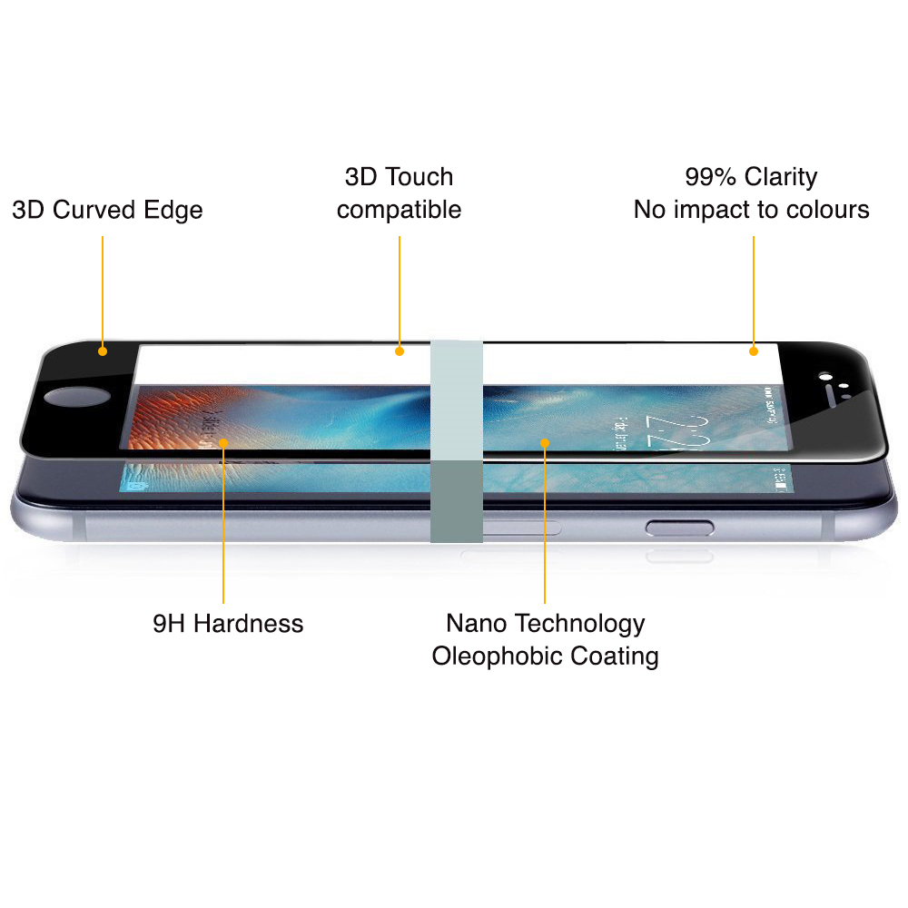 3d Tempered Glass Screen Protector For Iphone 6s Plus Black