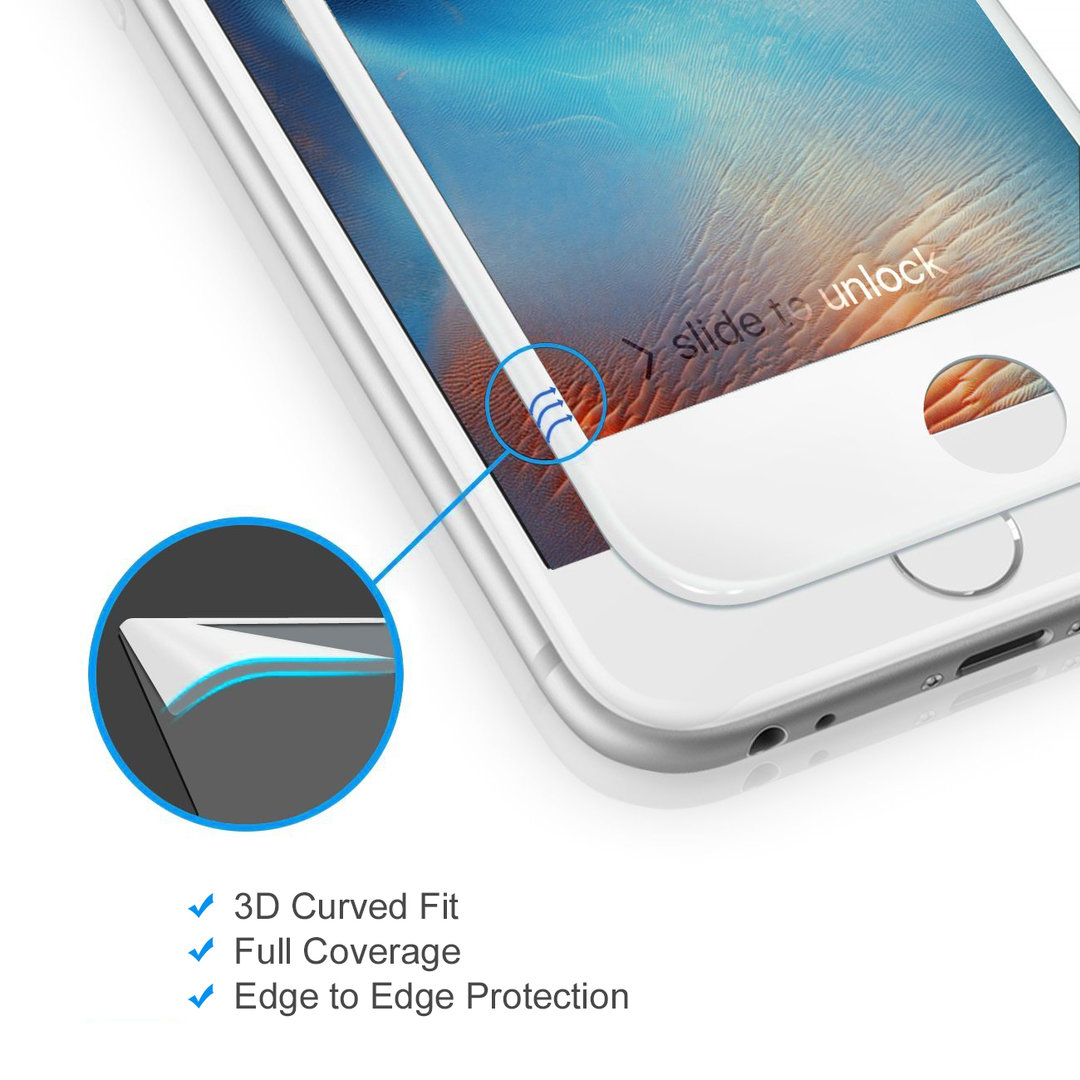 3d Tempered Glass Screen Protector For Iphone 6s Plus White