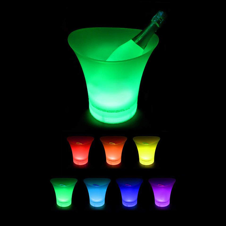 Lanbowo Ice Bucket Colours Changing LED Cooler Bucket 5L Large Capacity Champagne Wine Drinks Beer Bucket For KTV Party Bar Home Wedding 