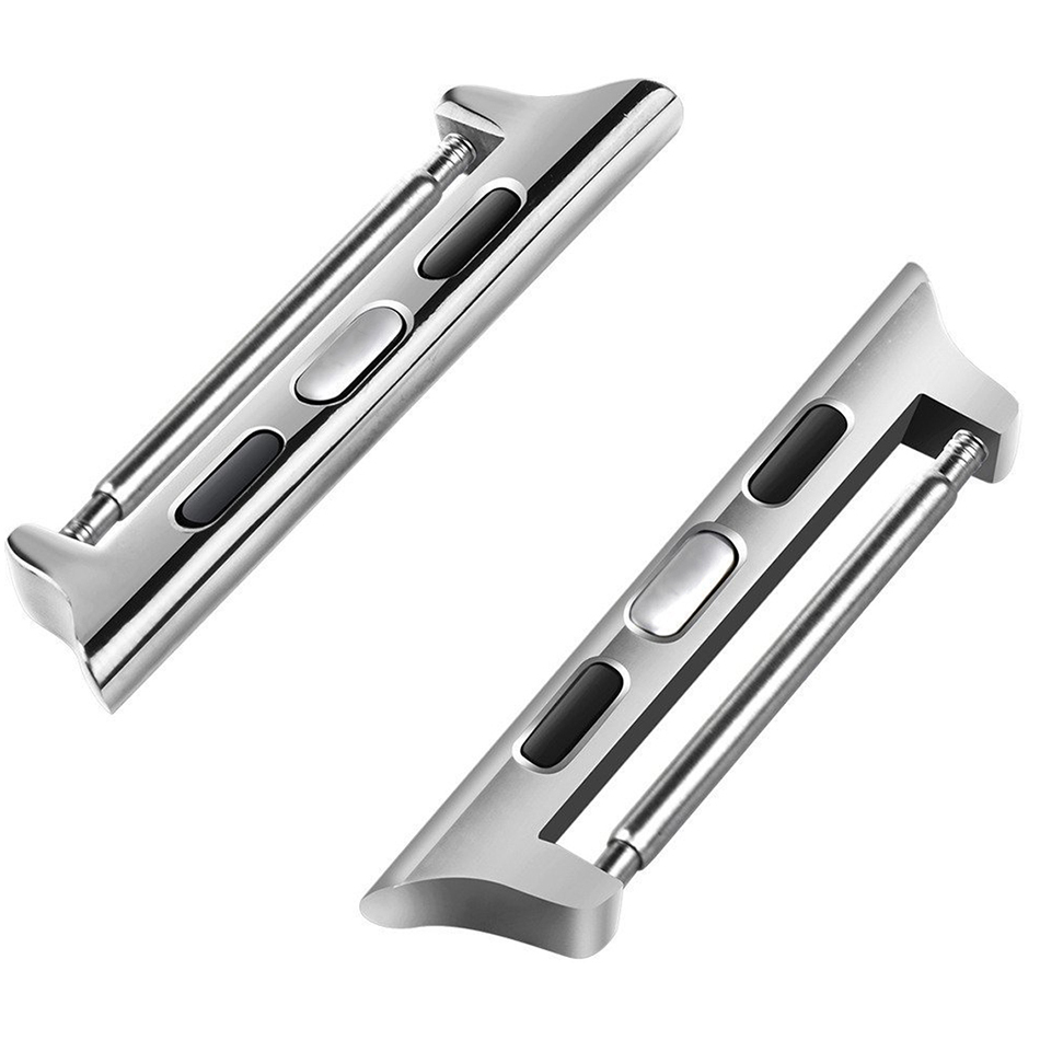 Silver Spring Band Connector for Apple Watch 42 44 45 49mm