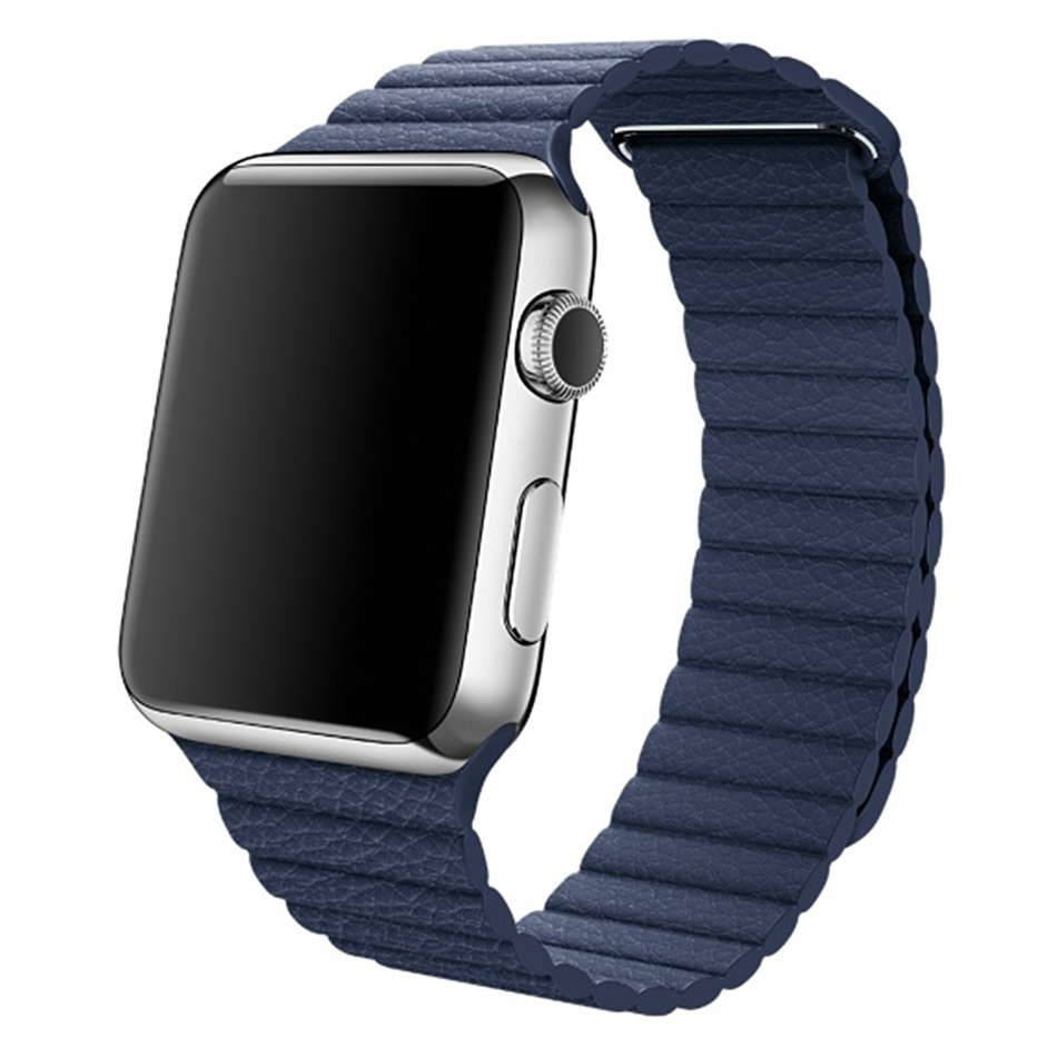 Magnetic Leather Band for Apple Watch 45mm / Ultra 49mm (Blue)