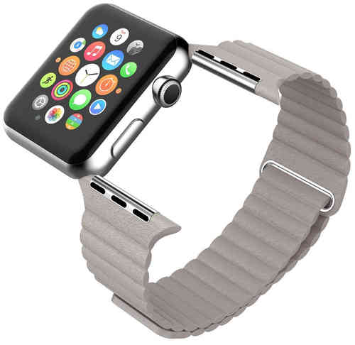 Leather Loop Band (Magnetic Clasp) Strap for Apple Watch 42mm / 44mm / 45mm / Ultra 49mm - Grey