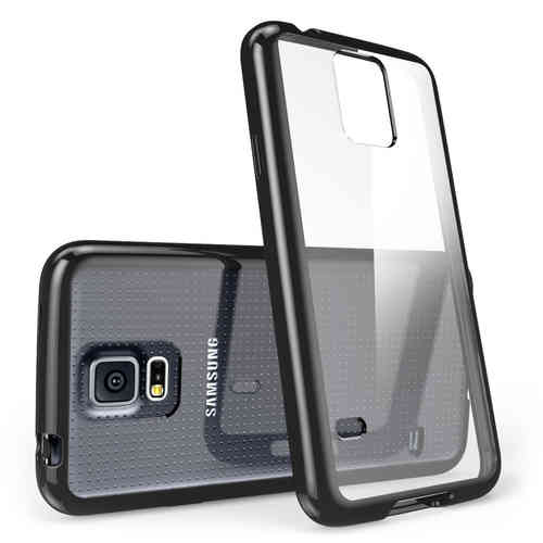 Hybrid Frame Bumper Case for Samsung Galaxy S5 - Black (Clear)