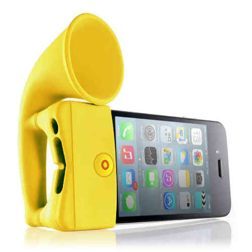 Bone Horn Audio Amplifier Stand for Apple iPhone 4 / 4s - Yellow