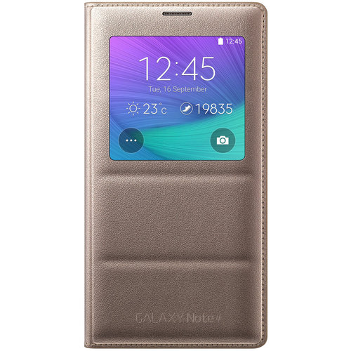 Genuine S-View Flip Case for Samsung Galaxy Note 4 - Glam Gold