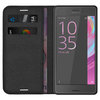 Leather Wallet Case & Card Holder Pouch for Sony Xperia X Performance - Black