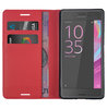 Leather Wallet Case & Card Holder Pouch for Sony Xperia X Performance - Red