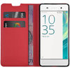 Leather Wallet Case & Card Holder Pouch for Sony Xperia XA - Red