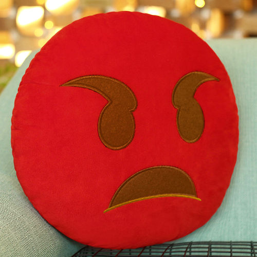 Emoji Angry Pouting Face Throw Pillow (Emoticon Cushion)