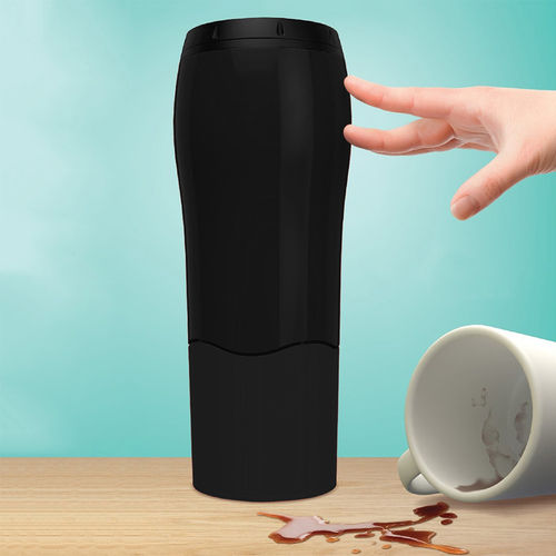 Spill-Proof Smart Grip Portable Travel Coffee Mug (470mL) - Black