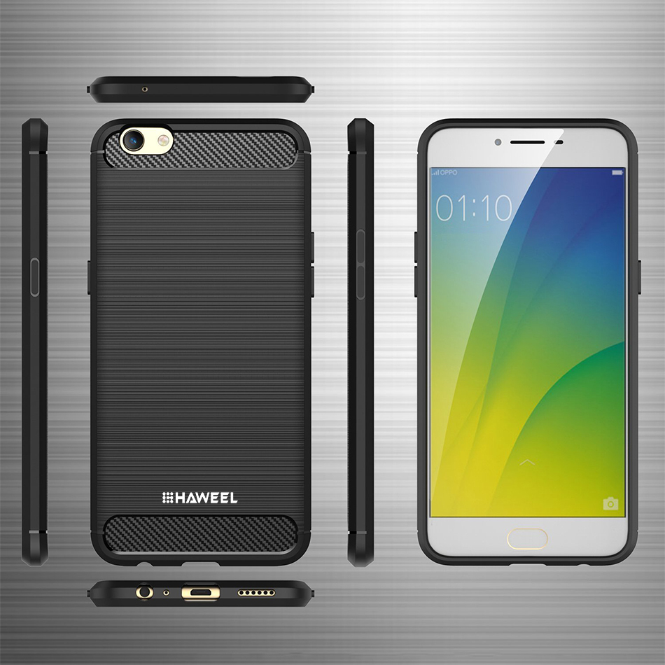 Haweel Flexi Slim Carbon Fibre Case for Oppo R9s Plus - Brushed Black