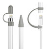 (3-in-1) Silicone Lid Cap / Nib Tip Protector / Anti-Lost Strap Cable for Apple Pencil - Grey