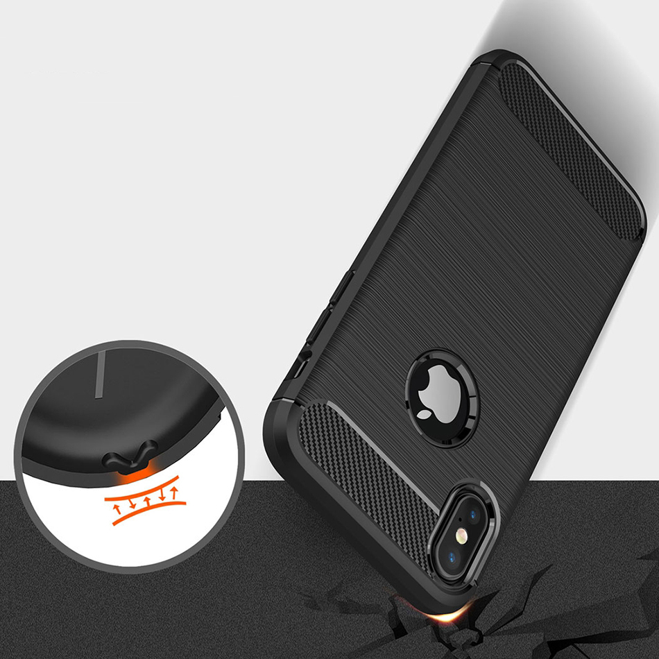 Flexi Slim Carbon Fibre Case for Apple iPhone X / Xs - Brushed Black
