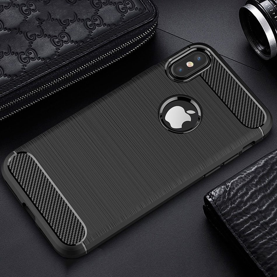 Flexi Slim Carbon Fibre Case for Apple iPhone X / Xs - Brushed Black
