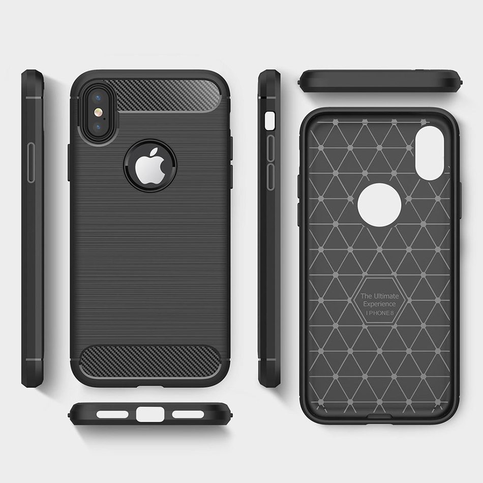 Flexi Slim Carbon Fibre Case for Apple iPhone X / Xs - Brushed Black