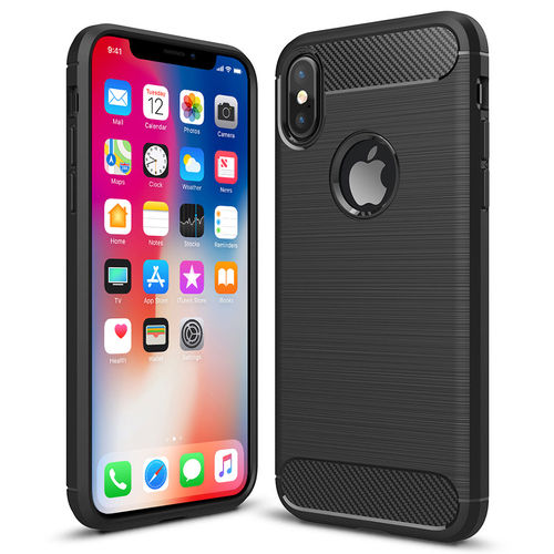 Flexi Slim Carbon Fibre Case for Apple iPhone X / Xs - Brushed Black