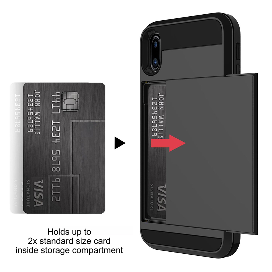 Tough Armour Slide Case & Card Holder for Apple iPhone X / Xs - Black